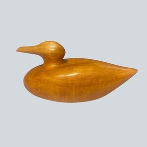 Hand Carved Wooden Duck Decoy 5” x 2.5” Vintage Folk Art